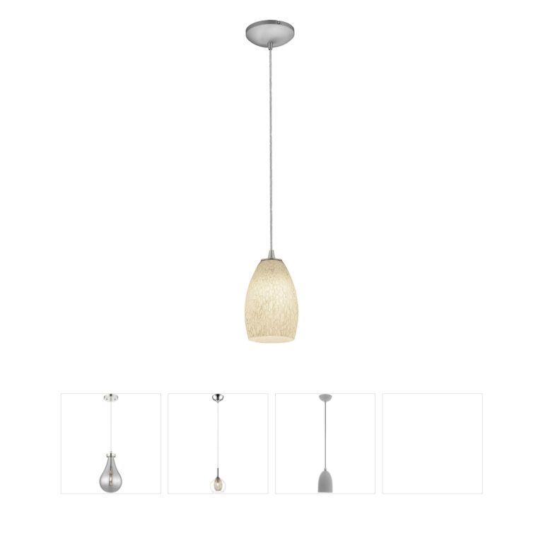 Access Lighting Champagne Brushed Steel Pendant with White Stone Glass