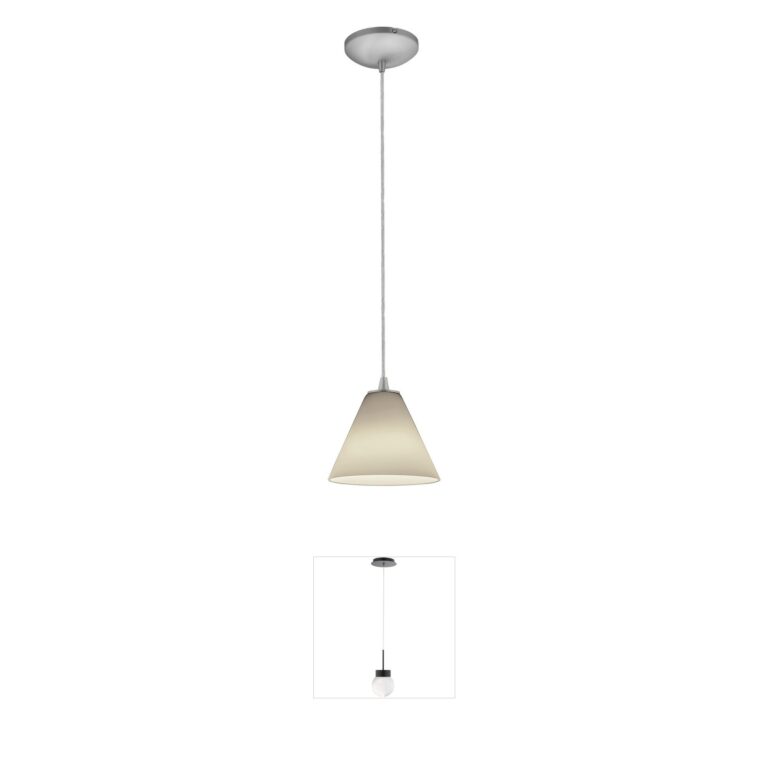 Access Lighting Martini Brushed Steel & White Glass Pendant