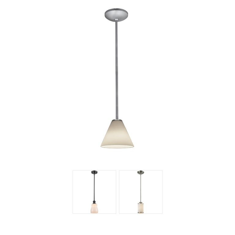 Access Lighting Martini Brushed Steel & White Glass Pendant