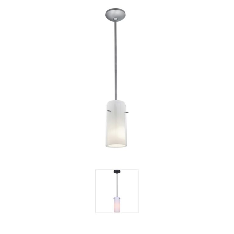 Access Lighting Glassn Glass Cylinder Brushed Steel and Clear Opal Glass Pendant