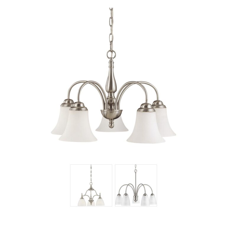Nuvo Dupont Brushed Nickel & Satin White Glass Chandelier