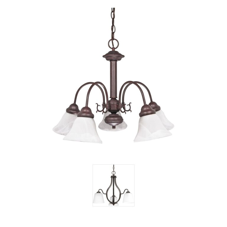 Nuvo Ballerina Alabaster Glass Chandelier in Old Bronze