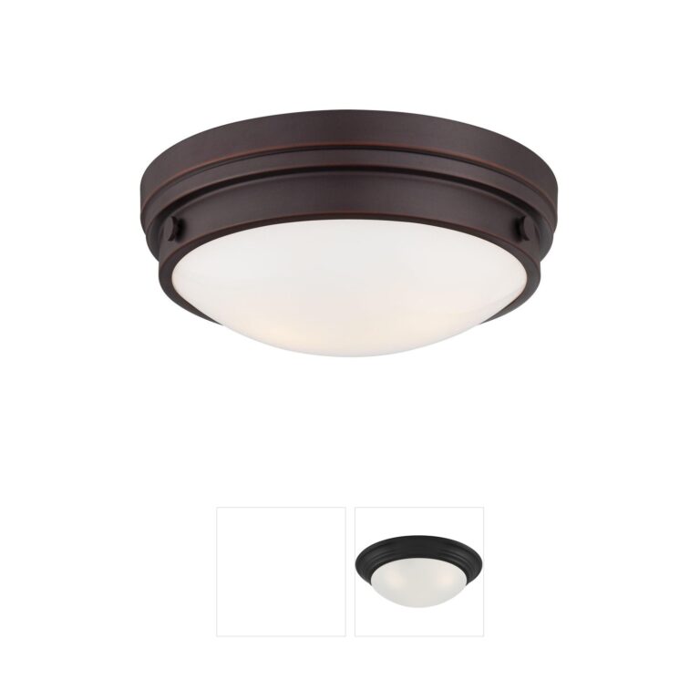Minka-Lavery ML Lathan Bronze Flush Mount with White Painted Glass