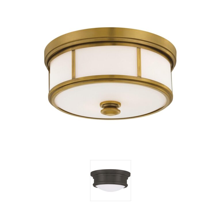 Minka-Lavery Harbour Point 2-Light Etched Opal Glass Flush Mount in Liberty Gold