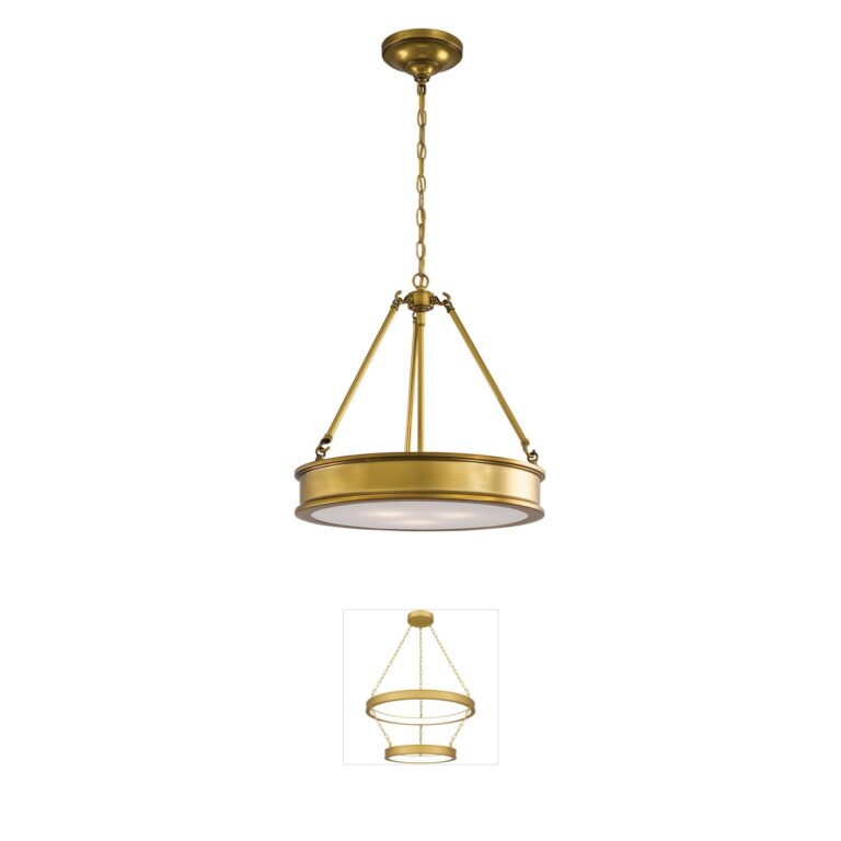 Minka-Lavery Harbour Point 3-Light Liberty Gold Pendant with Etched White Glass