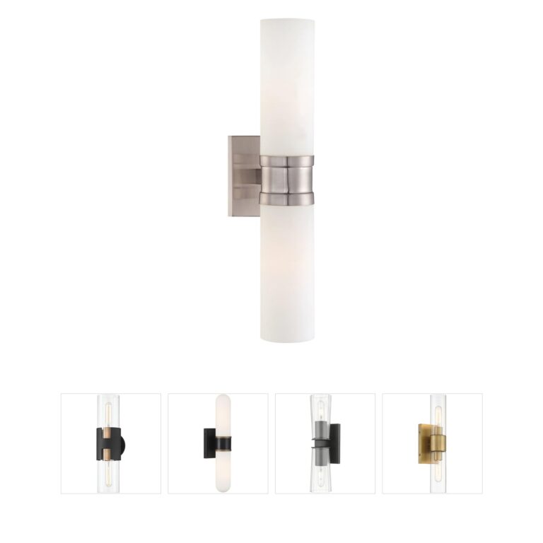 Minka-Lavery Compositions Brushed Nickel 2-Light Wall Sconce with Etched Opal Glass