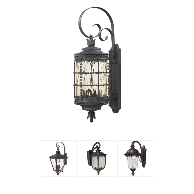 Minka-Lavery Mallorca Spanish Iron Outdoor Wall Light with Champagne Hammered Glass