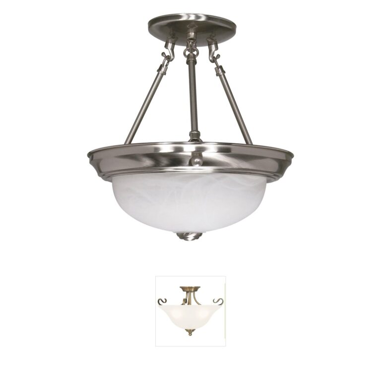 Nuvo Lighting Brentwood Brushed Nickel Alabaster Semi-Flush Ceiling Light
