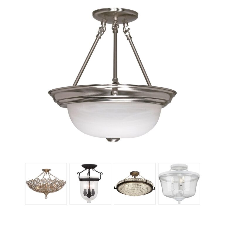 Nuvo Brentwood Brushed Nickel Semi-Flush Mount with Alabaster Shade