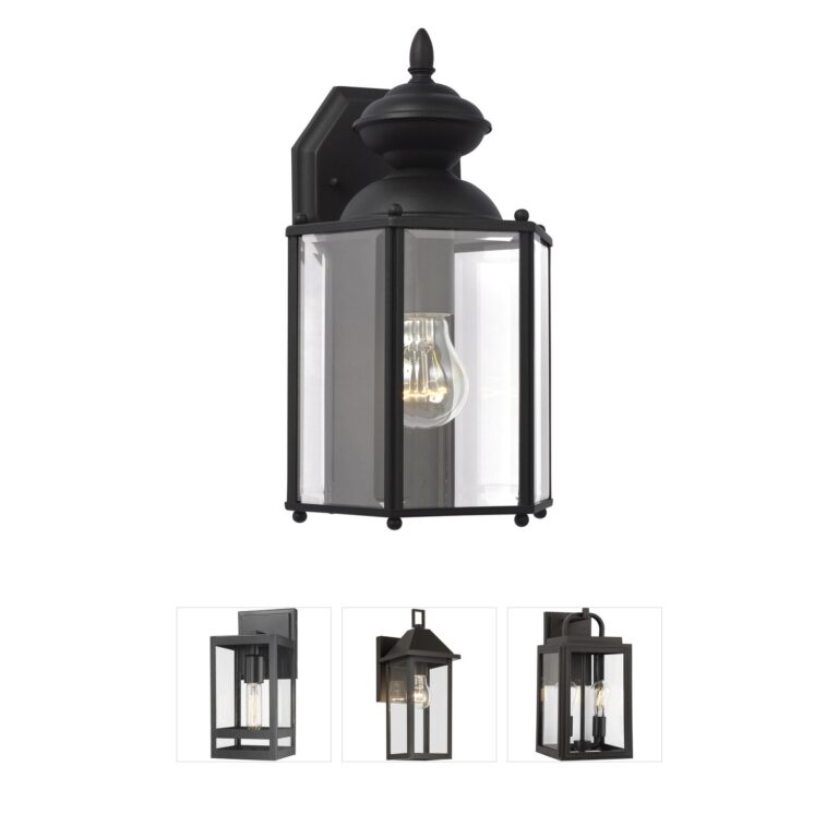 Generation Lighting Classico Black Brass Outdoor Wall Lantern with Clear Beveled Glass