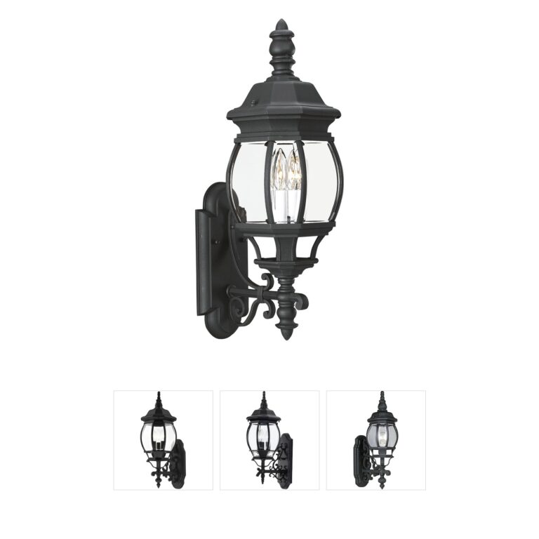 Generation Lighting Wynfield 2-Light Black Outdoor Wall Lantern with Clear Beveled Glass