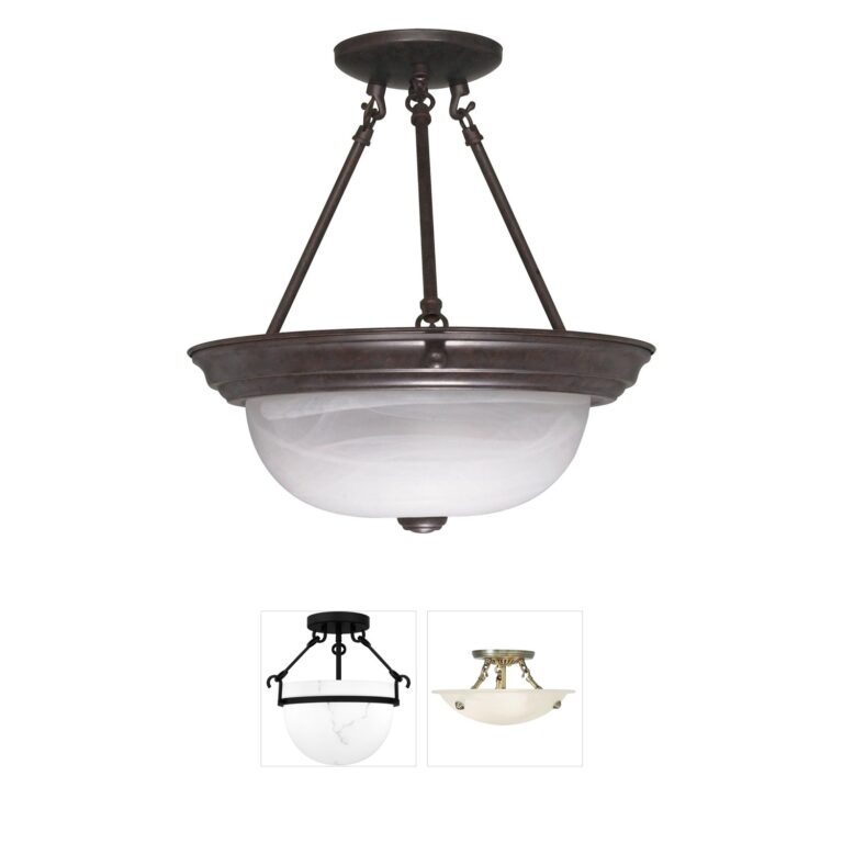 Nuvo Brentwood Old Bronze Semi-Flush Mount with Alabaster Shade