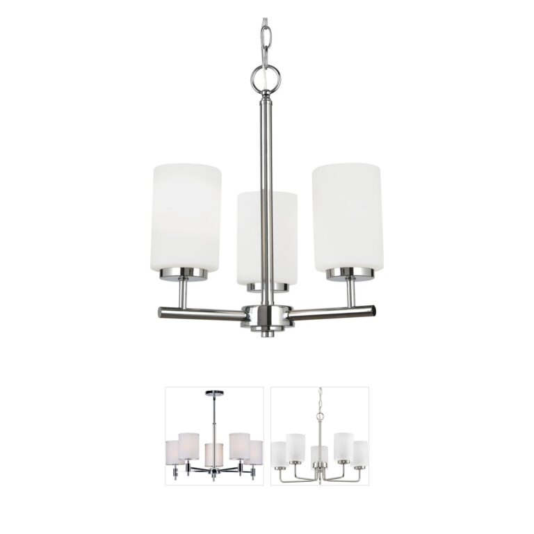 Generation Lighting Oslo 3-Light Chrome Chandelier with Cased Opal Etched Glass