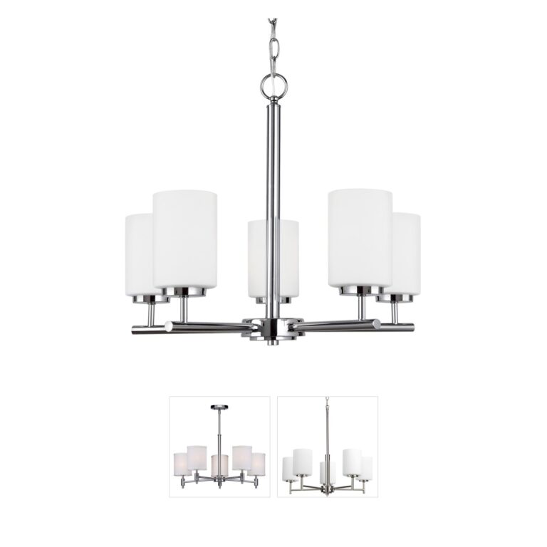 Generation Lighting Oslo 5-Light Chrome Chandelier with Cased Opal Etched Glass