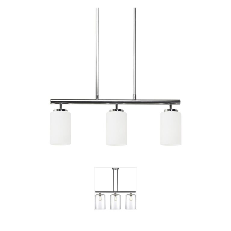 Generation Lighting Oslo 3-Light Chrome Island Pendant with Cased Opal Etched Glass