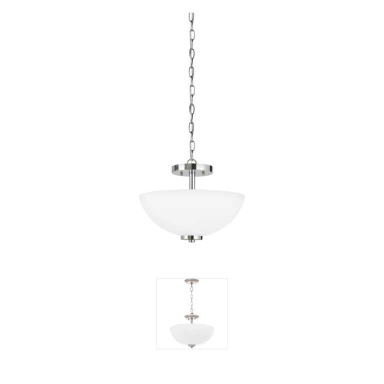 Generation Lighting Oslo 2-Light Chrome Convertible Semi-Flush Mount with Etched Glass