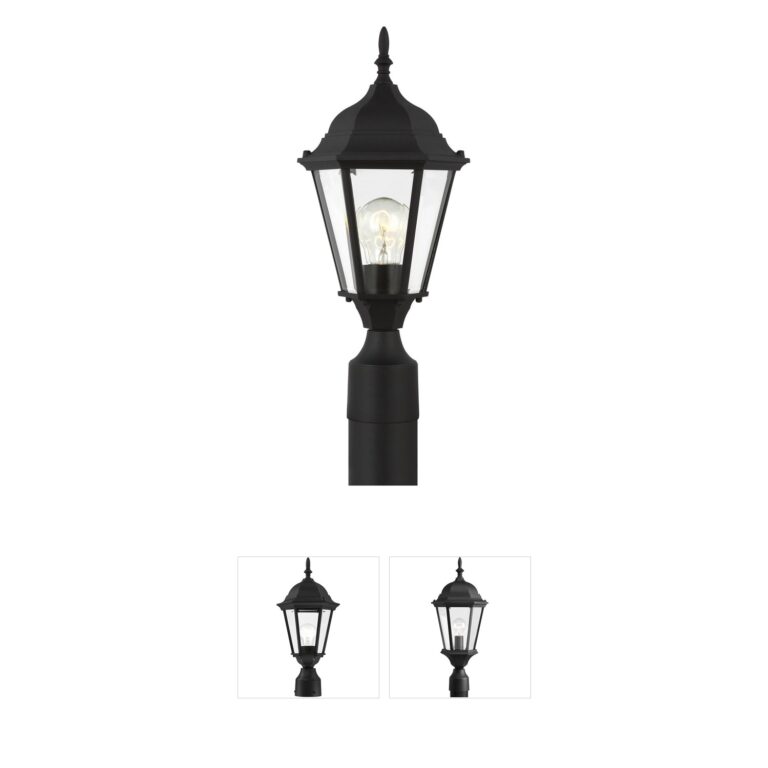 Generation Lighting Bakersville Black Outdoor Post Lantern with Clear Beveled Glass