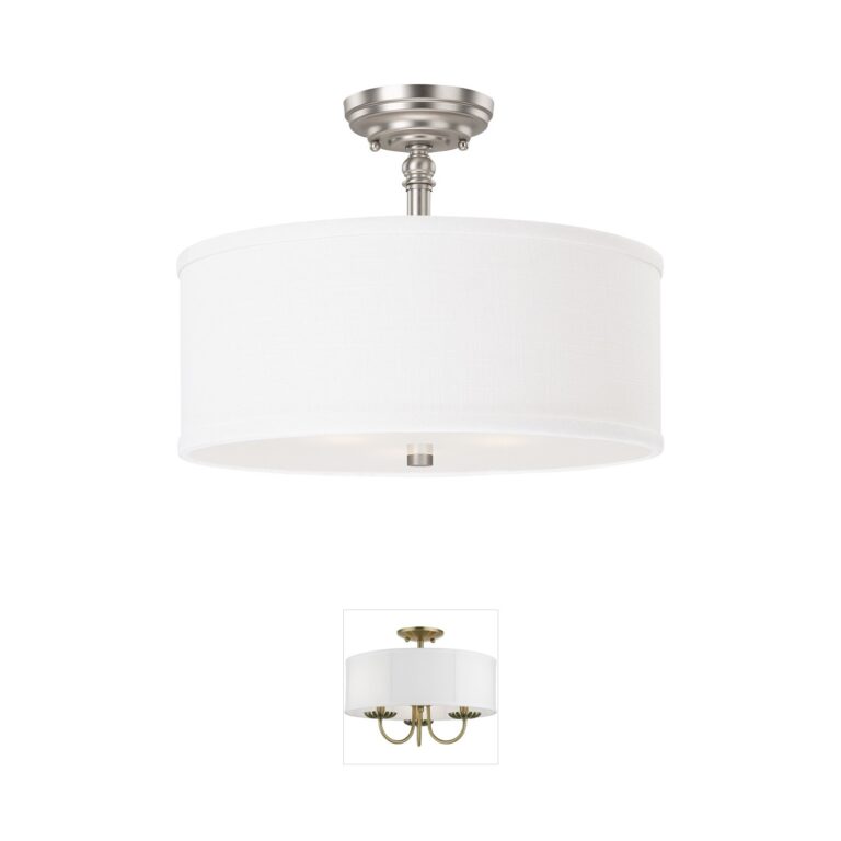 Capital Lighting Loft Matte Nickel Fabric Drum Semi-Flush Mount