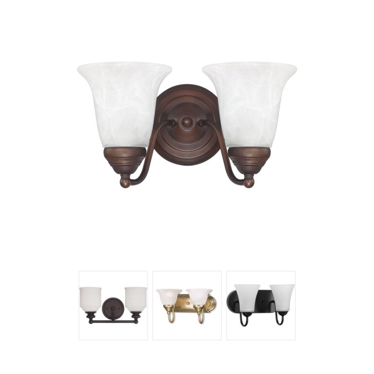 Capital Lighting Brady 12-Inch 2-Light Vanity in Burnished Bronze with Faux Alabaster Glass