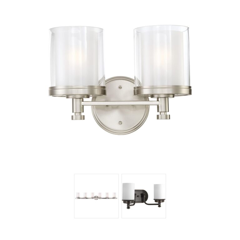 Nuvo Decker 2-Light Brushed Nickel Vanity with Frosted Glass