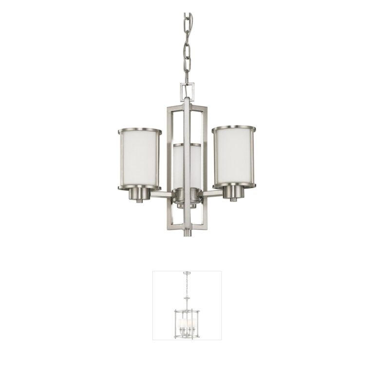 Nuvo Lighting Odeon 3-Light Brushed Nickel Chandelier with Satin White Glass