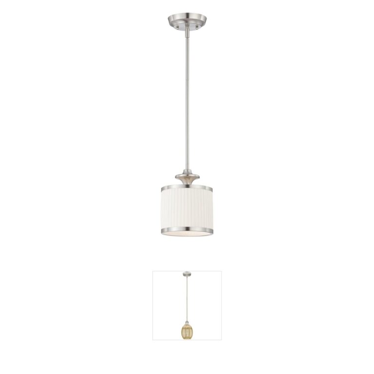 Nuvo Candice Brushed Nickel Mini Pendant with Pleated White Fabric Shade