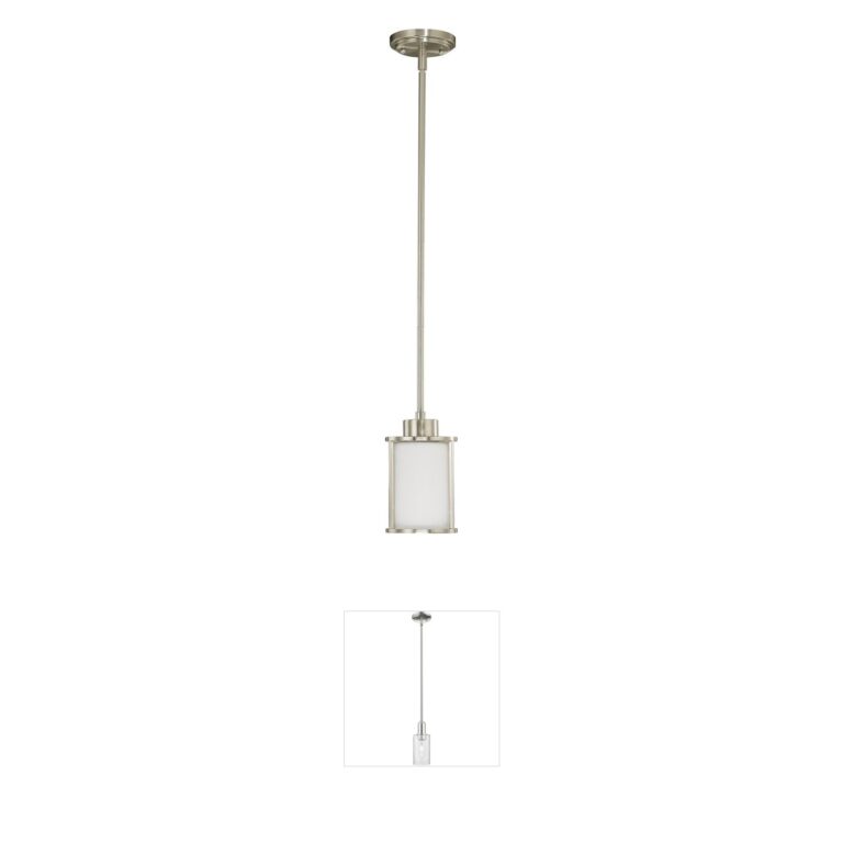 Nuvo Lighting Odeon Brushed Nickel Metal Mini Pendant with Satin White Glass