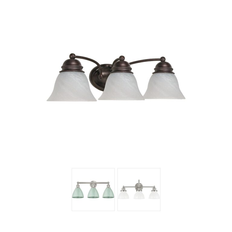 Nuvo Empire Old Bronze 3-Light Vanity with Alabaster Shades