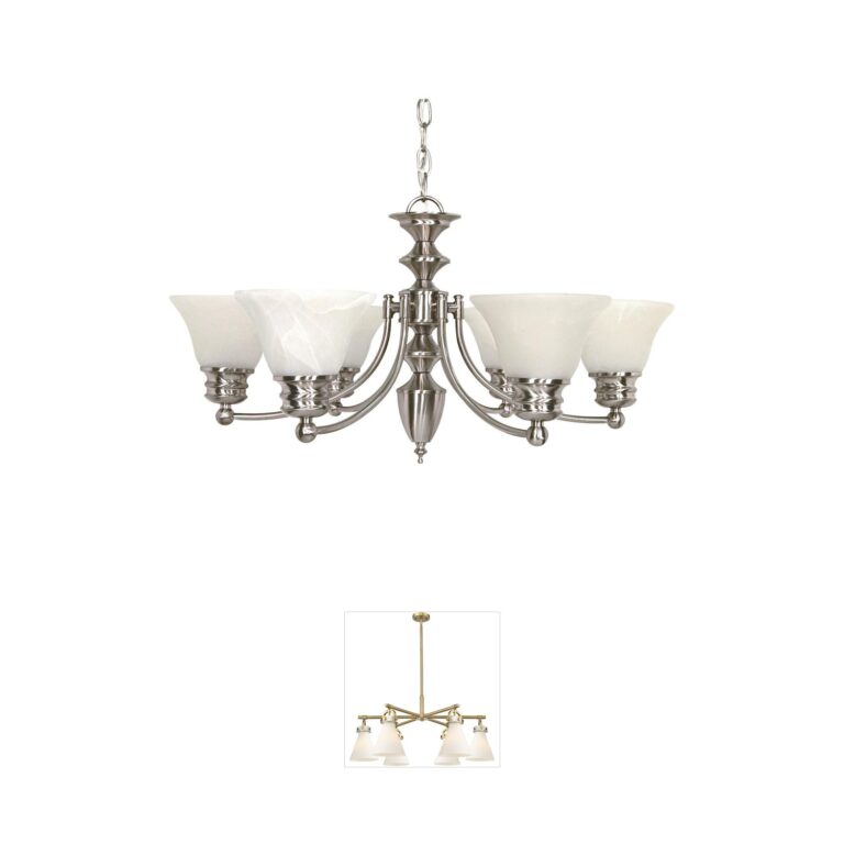 Nuvo Empire Frosted Glass Chandelier in Brushed Nickel