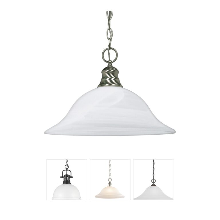 Nuvo Brentwood Brushed Nickel Pendant with Alabaster Shade