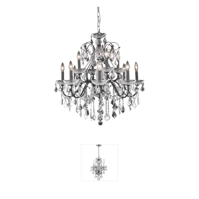 Elegant Lighting St. Francis 12-Light Dark Bronze and Royal Cut Crystal Dining Chandelier