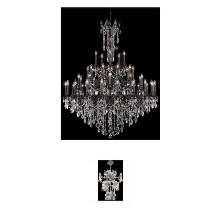 Elegant Lighting Rosalia 45-Light Dark Bronze Foyer Pendant with Royal Cut Clear Crystals