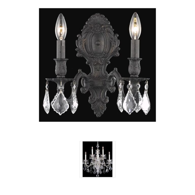 Elegant Lighting Monarch Collection Dark Bronze Crystal Wall Sconce