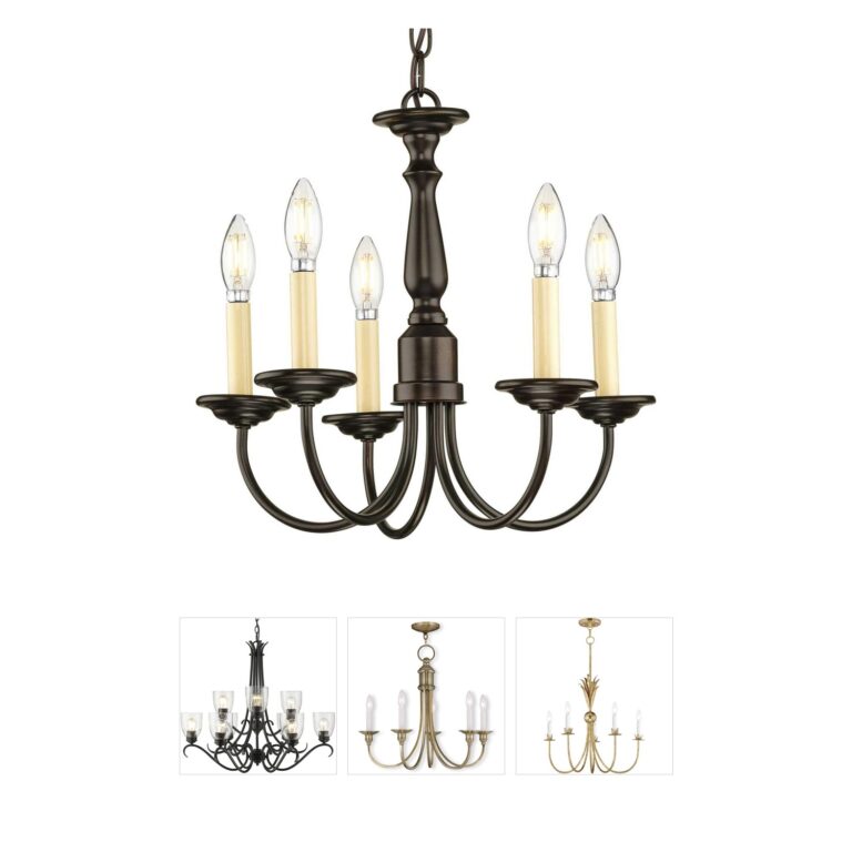 Progress Lighting Five Light Collection Antique Bronze Steel Chandelier