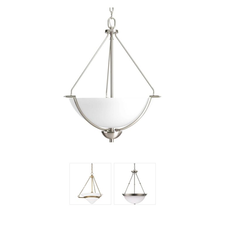 Progress Lighting Bravo Steel & Etched Glass 3-Light Pendant