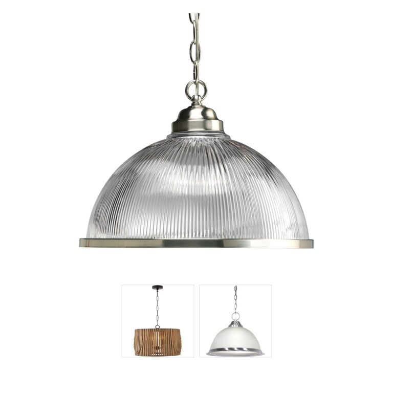 Progress Lighting Prismatic Glass 15-Inch Brushed Nickel Pendant
