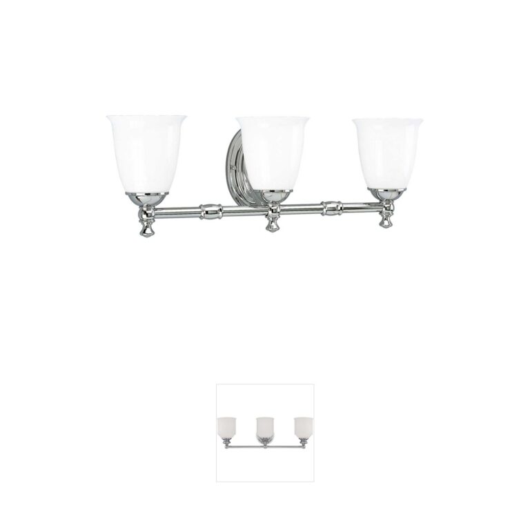 Progress Lighting Victorian Solid Brass 3-Light Vanity in Polished Chrome