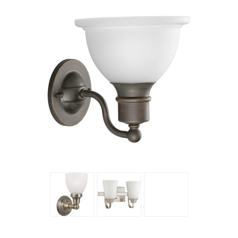 Progress Lighting Madison Antique Bronze 1-Light Vanity with Etched Glass