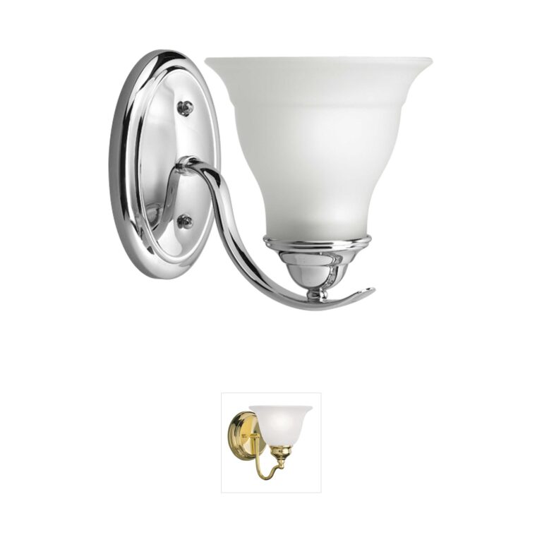 Progress Lighting Trinity 1-Light Polished Chrome Bath Vanity with Etched Glass