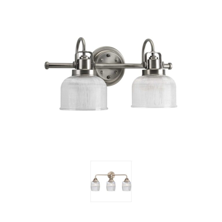 Progress Lighting Archie 2-Light Antique Nickel Vanity with Prismatic Glass