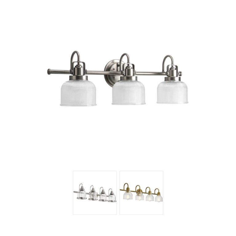 Progress Lighting Archie 3-Light Antique Nickel Vanity with Clear Double Prismatic Glass