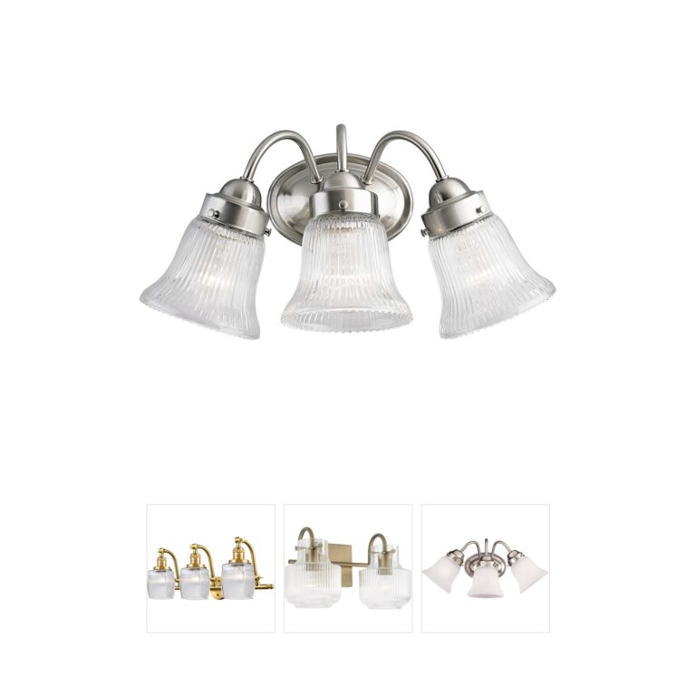 Progress Lighting Economy Fluted Glass 3-Light Brushed Nickel Vanity Light