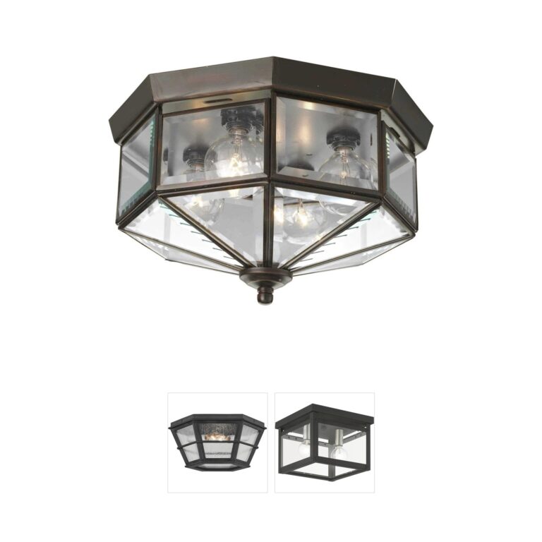 Progress Lighting Beveled Glass Antique Bronze Flush Mount