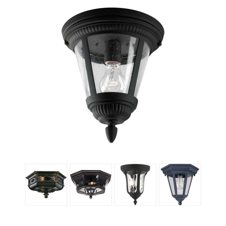 Progress Lighting Westport Textured Black Outdoor Flush Mount with Clear Seeded Glass