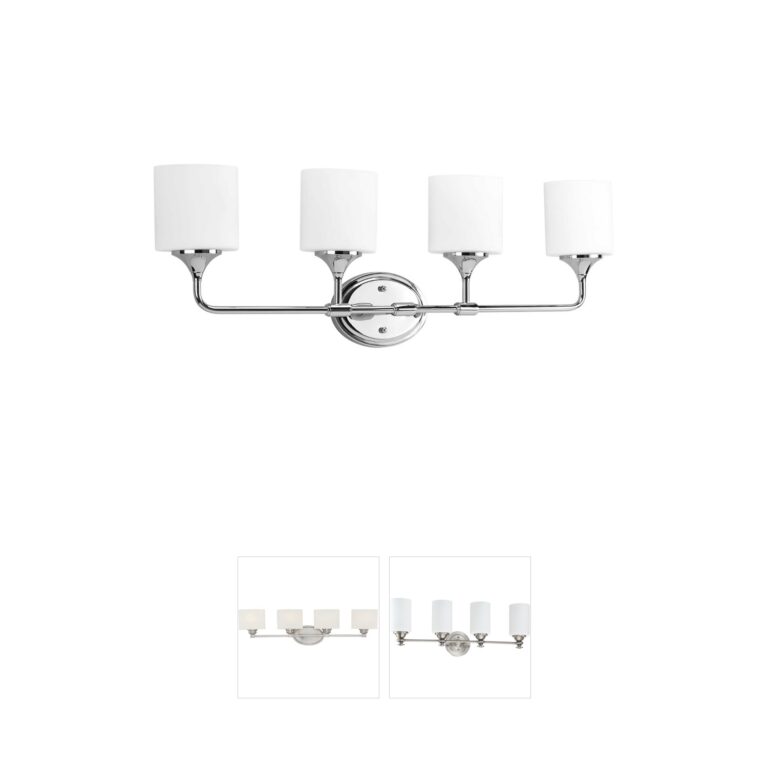 Progress Lighting Lynzie 4-Light Polished Chrome Vanity with Etched Opal Glass