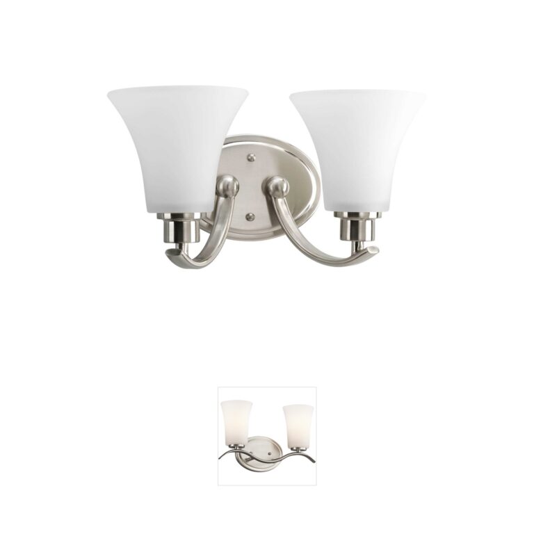 Progress Lighting Joy 2-Light Brushed Nickel Vanity with Etched Glass