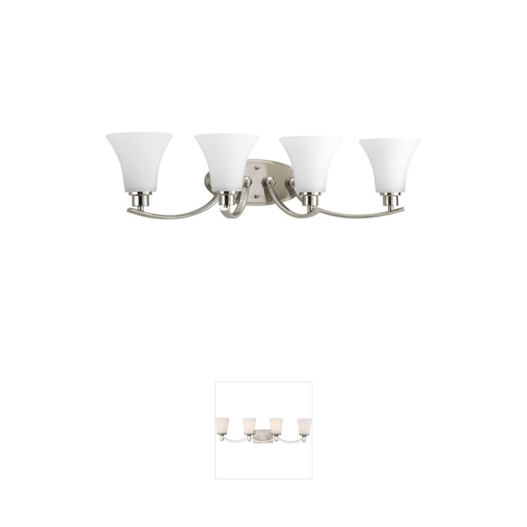 Progress Lighting Joy 4-Light Brushed Nickel Vanity with Etched Glass
