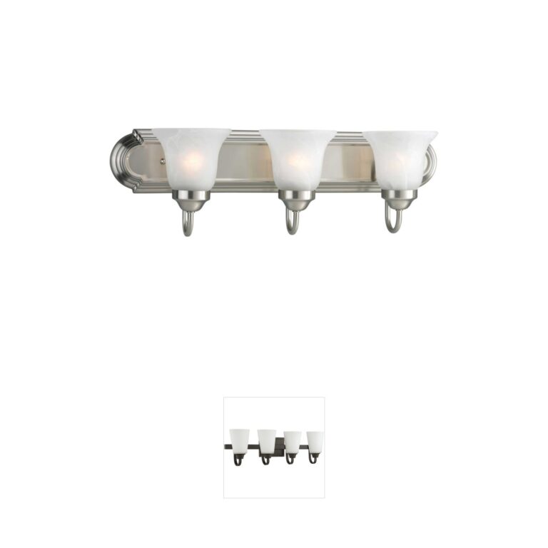 Progress Lighting Alabaster Glass 3-Light Brushed Nickel Vanity Light
