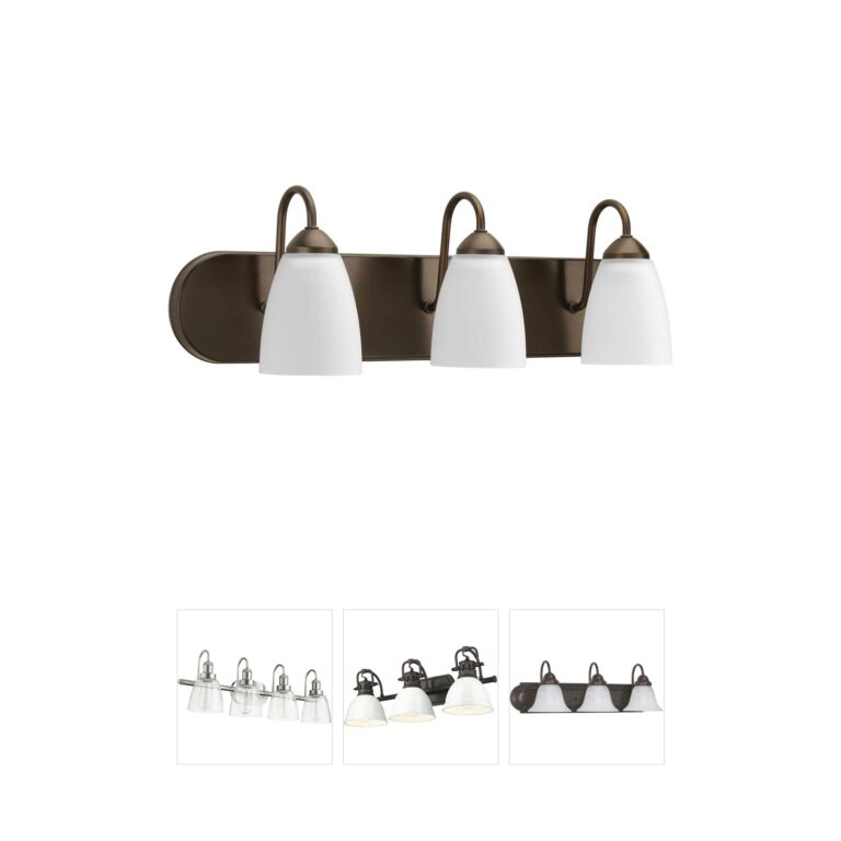 Progress Lighting Gather 3-Light Antique Bronze Vanity with Etched Glass