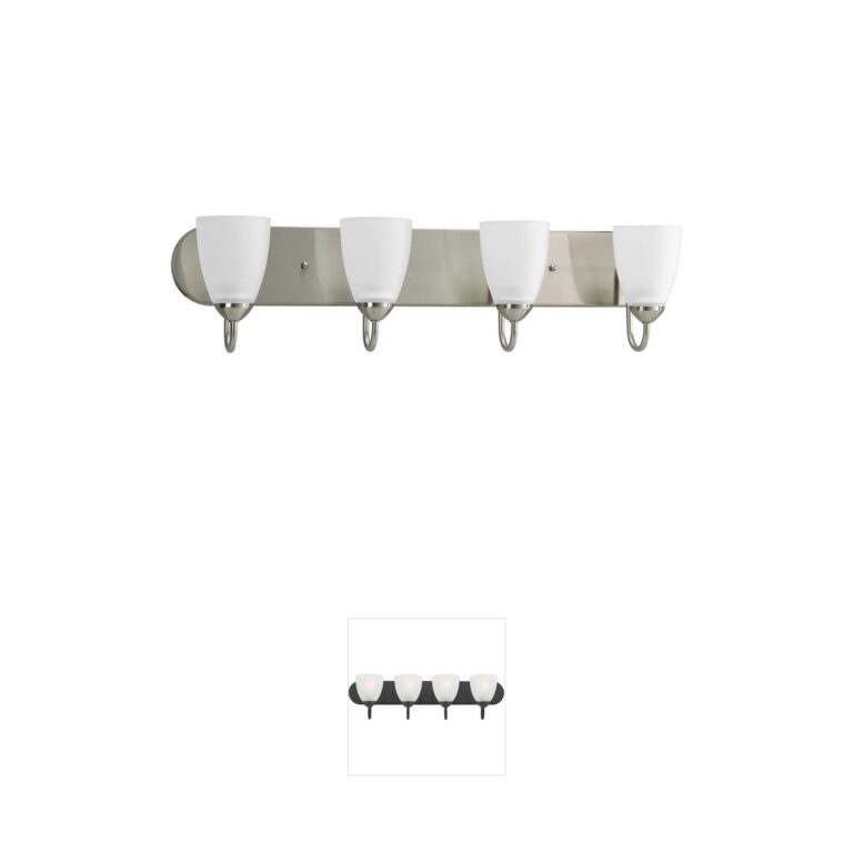 Progress Lighting Gather 30-Inch 4-Light Brushed Nickel Vanity with Etched Glass